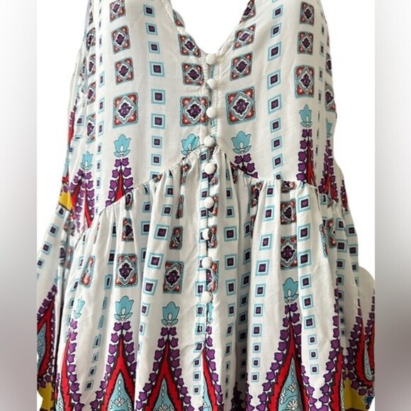 Umgee Summer Sleeveless Paisley Boho Geometric Dress Size M - Picture 5 of 16